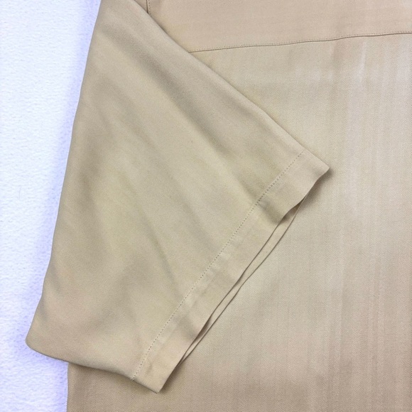Tommy Bahama Yellow 100% Silk Textured Collared Short Sleeve Button Down Top (L) - Picture 10 of 15